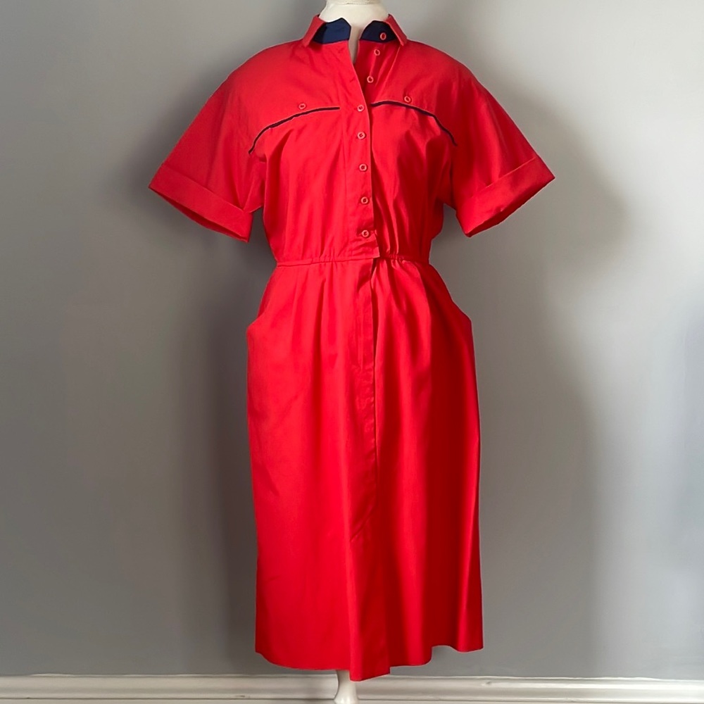 Vintage 40s-60s Red Utility Dress